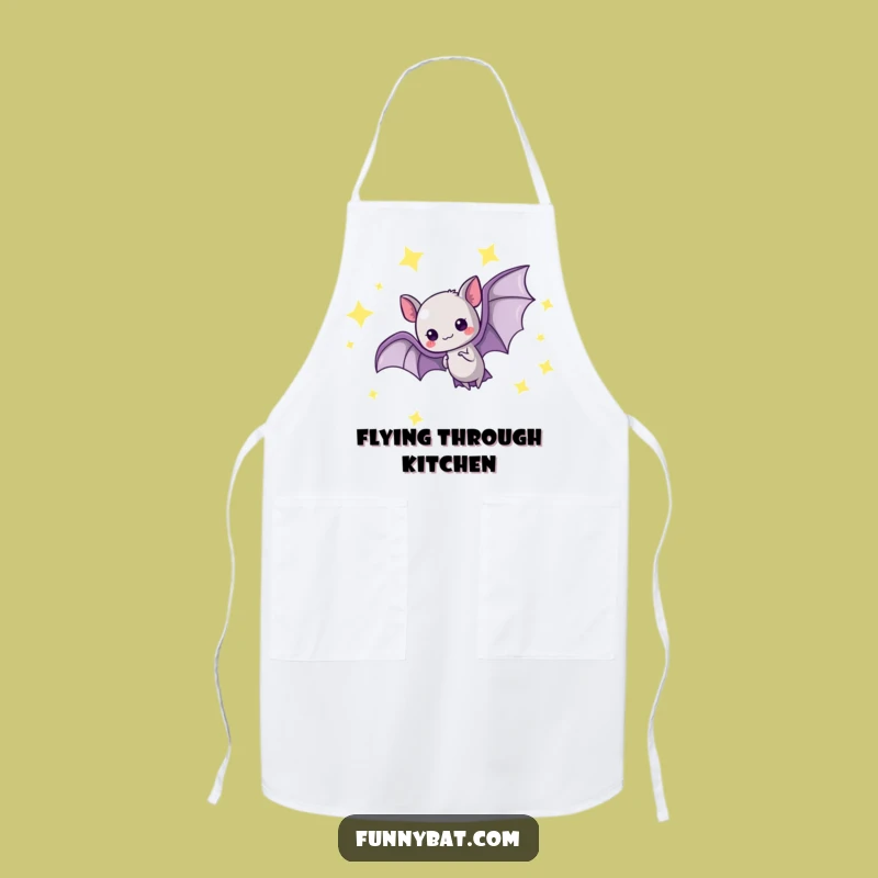 Funny Kawaii Bat Apron - Starry Loop, Celestial Kitchen Gift