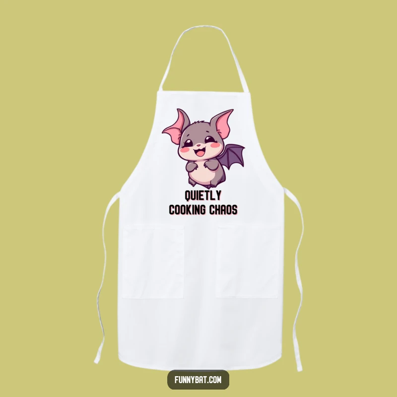 Funny Kawaii Bat Apron - Silent Laugh, Expressive Eyes Chef Gift