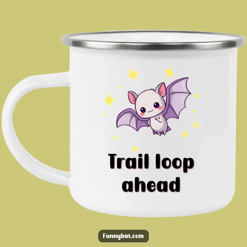 Funny Kawaii Bat Camping Mug - Starry Loop, Celestial Outdoor Gift