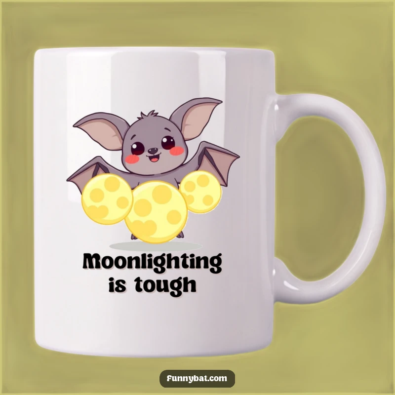 Funny Juggling Bat Moon Mug - Cosmic Balance Drinkware