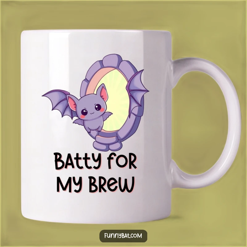Funny Kawaii Bat Portal Mug - Curious Creature Gift for Mystery Lovers