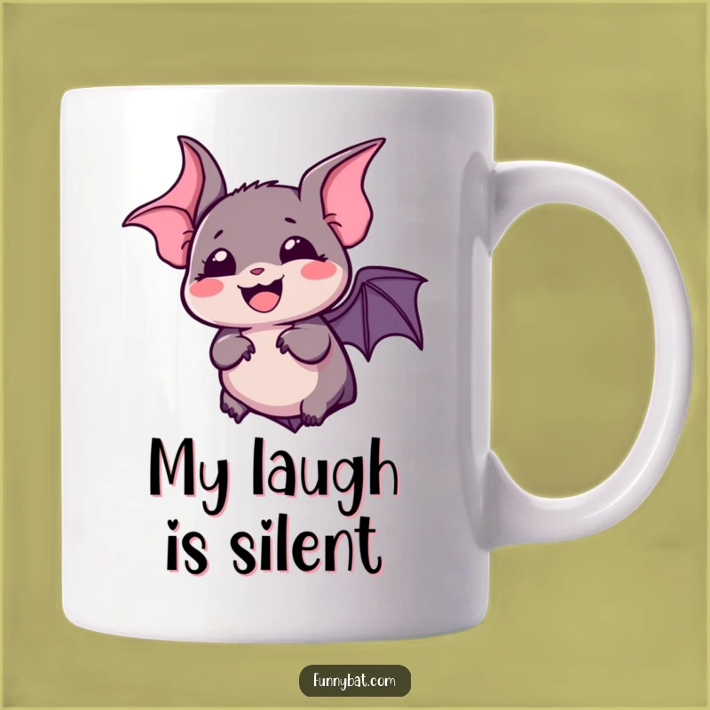 Funny Kawaii Bat Silent Laugh Mug - Expressive Eyes, Perfect Cute Gift