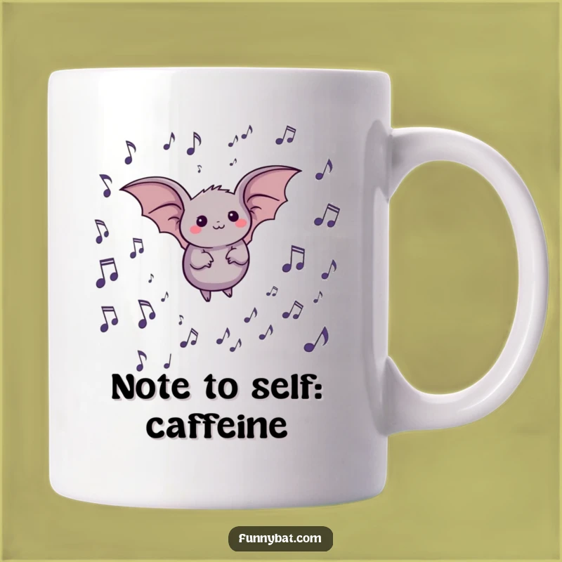 Funny Round Bat Musical Notes Mug - Harmony Drinkware Gift