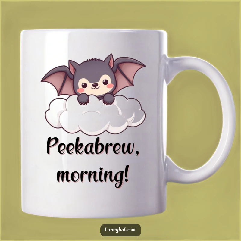 Funny Shy Bat Cloud Mug - Peeking Kawaii Design, Perfect Cozy Gift