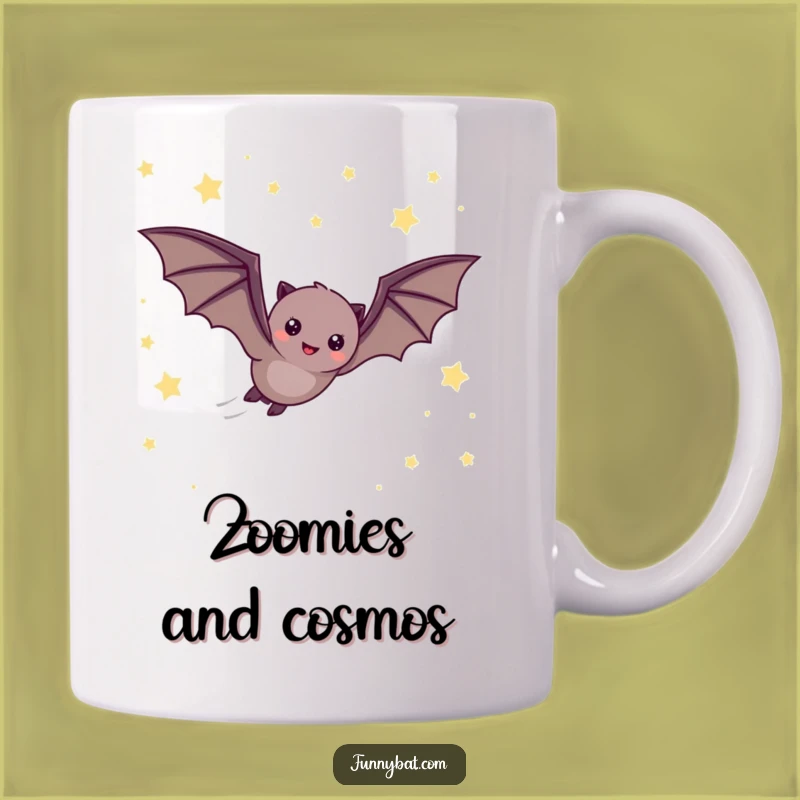 Funny Cheerful Bat Starry Sky Mug - Fast Flight Drinkware Gift
