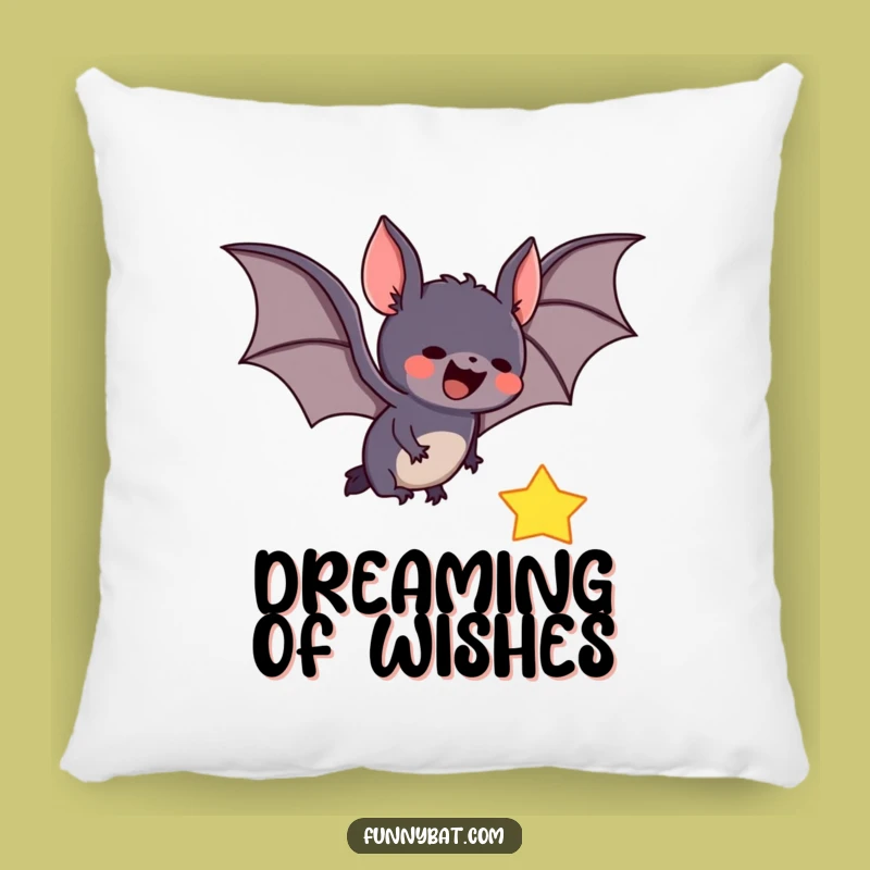 Funny Bat Falling Star Pillow - Cozy Cute Celestial Decor
