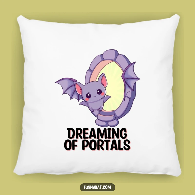 Funny Kawaii Bat Portal Pillow - Soft Curious Creature Gift
