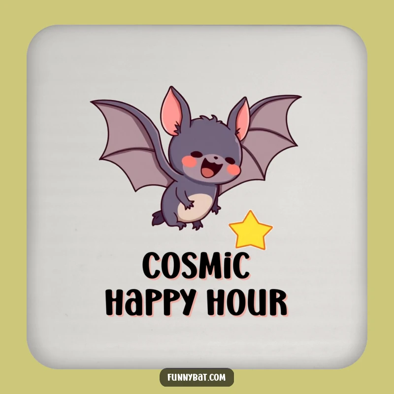 Funny Bat Falling Star Coaster - Cute Celestial Protection