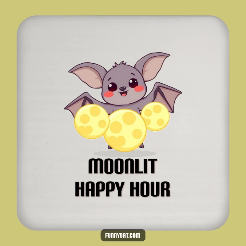 Funny Bat Moon Juggling Coaster - Protect Surfaces with Cosmic Fun