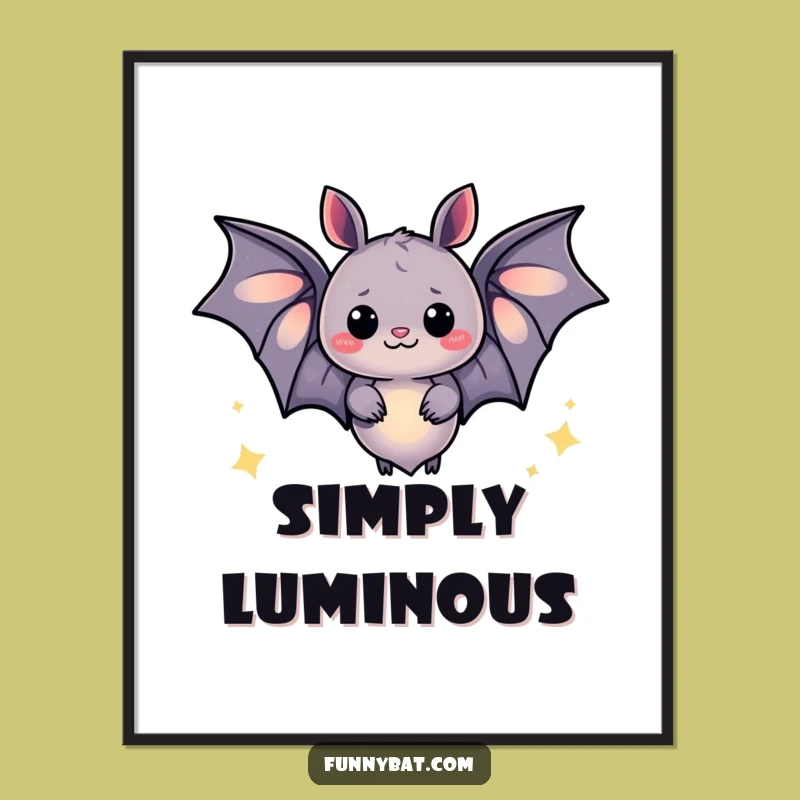 Funny Glowing Bat Sparkle Poster - Whimsical Light Art