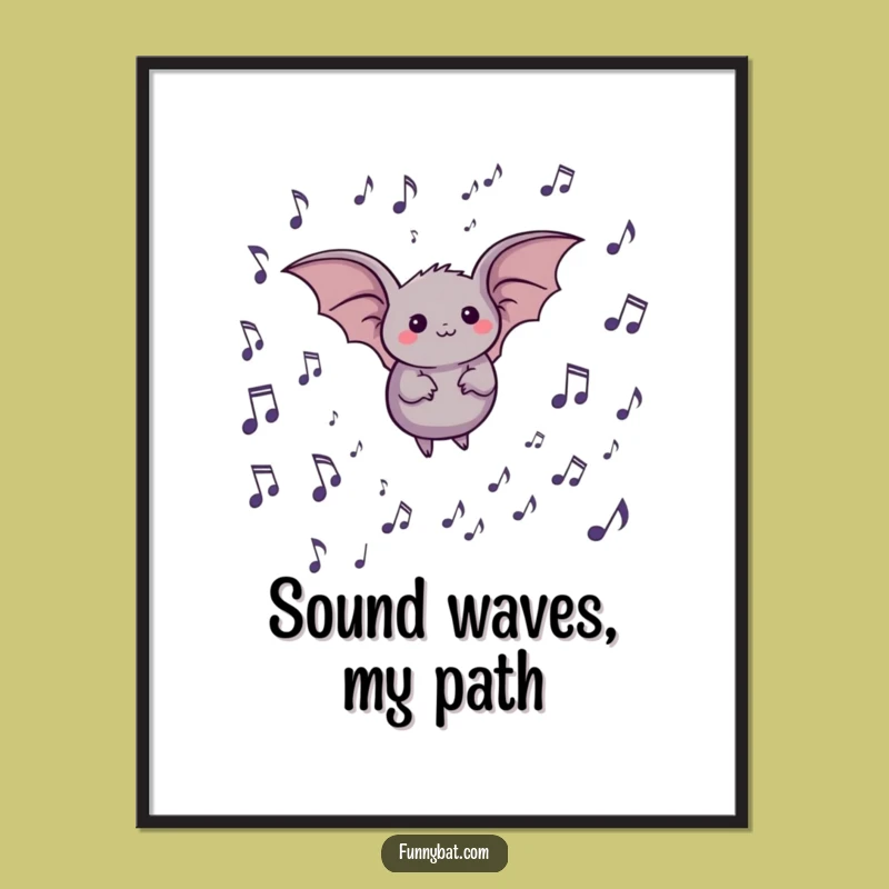 Funny Bat Musical Notes Poster - Whimsical Sound Art Print