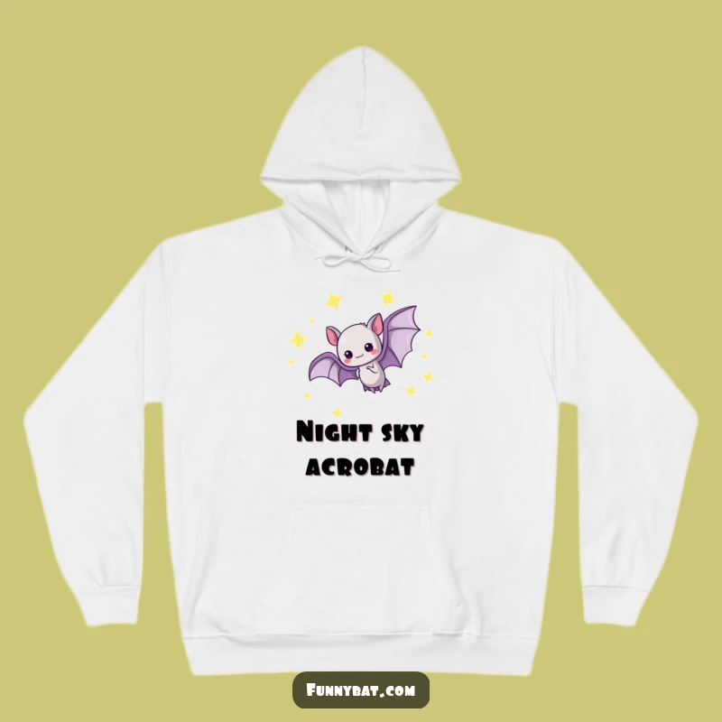 Funny Kawaii Bat Hoodie - Starry Loop, Cozy Night Sky Gift