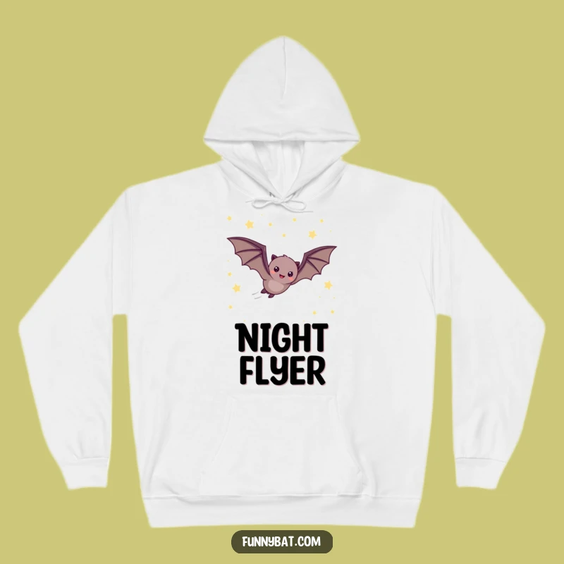 Cozy Funny Bat Night Sky Hoodie - Warm Twinkling Stars Sweatshirt