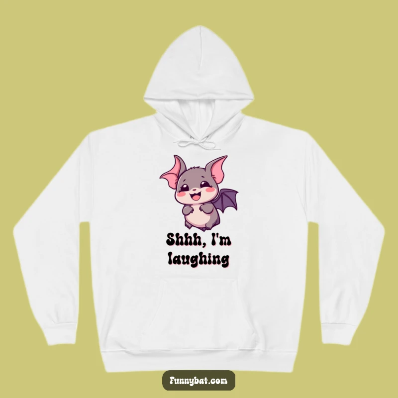 Funny Kawaii Bat Hoodie - Silent Laugh, Expressive Eyes, Cozy Gift