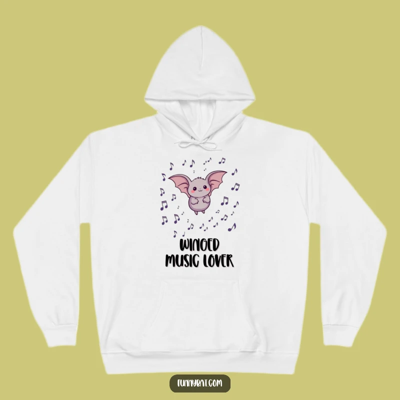 Cozy Funny Bat Music Notes Hoodie - Comfy Sound-Themed Sweatshirt