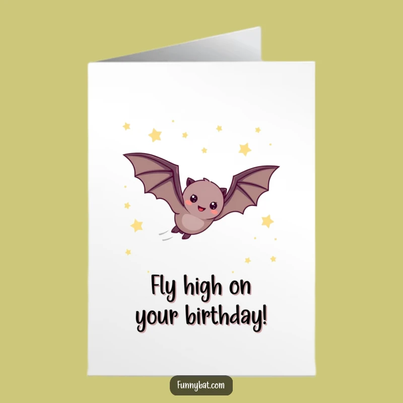Free Printable Funny Birthday Card: Speedy Bat Starry Night Fun Downloadable Gift