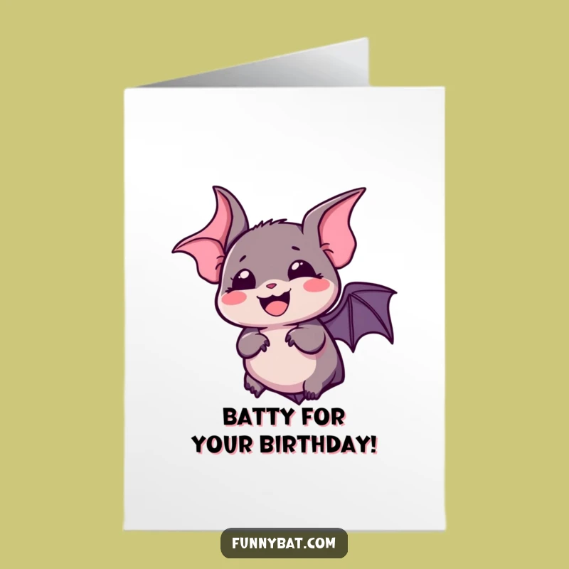 Free Printable Birthday Card: Funny Kawaii Bat Laughing, Perfect Downloadable Gift!