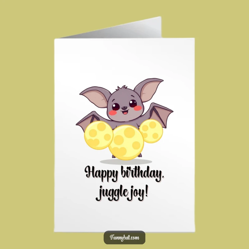 Free Printable Funny Birthday Card: Bat Juggling Moons Fun Downloadable Gift