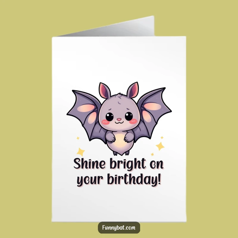 Free Printable Funny Birthday Card: Glowing Bat Sparkles Fun Downloadable Gift