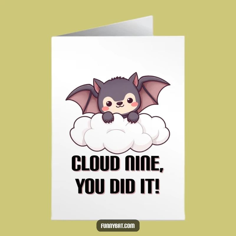 Free Printable Congrats Card: Shy Kawaii Bat, Charming Downloadable Gift!