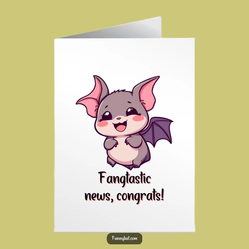 Free Printable Congrats Card: Funny Kawaii Bat Laughing, Great Downloadable Gift!