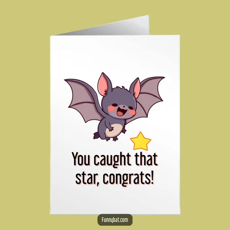 Free Printable Funny Congrats Card: Bat Catches Star Awesome Downloadable Gift
