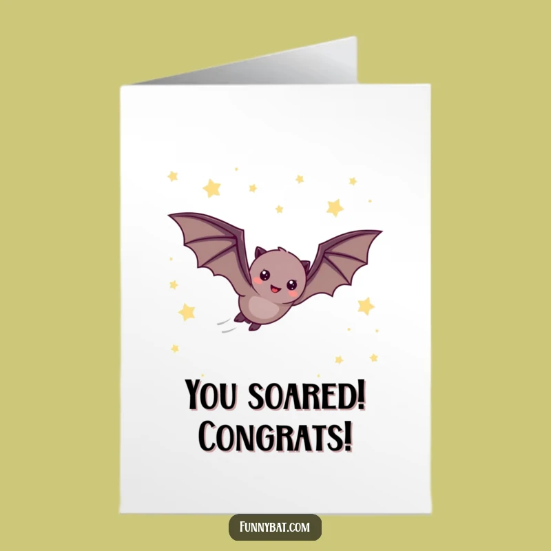 Free Printable Funny Congrats Card: Speedy Bat Starry Sky Downloadable Gift