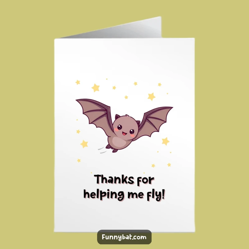 Free Printable Funny Thank You Card: Speedy Bat Starry Thanks Downloadable Gift
