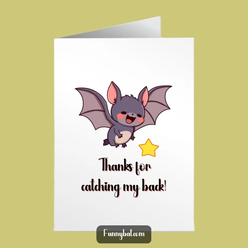 Free Printable Funny Thank You Card: Bat Star Catcher Appreciative Downloadable Gift