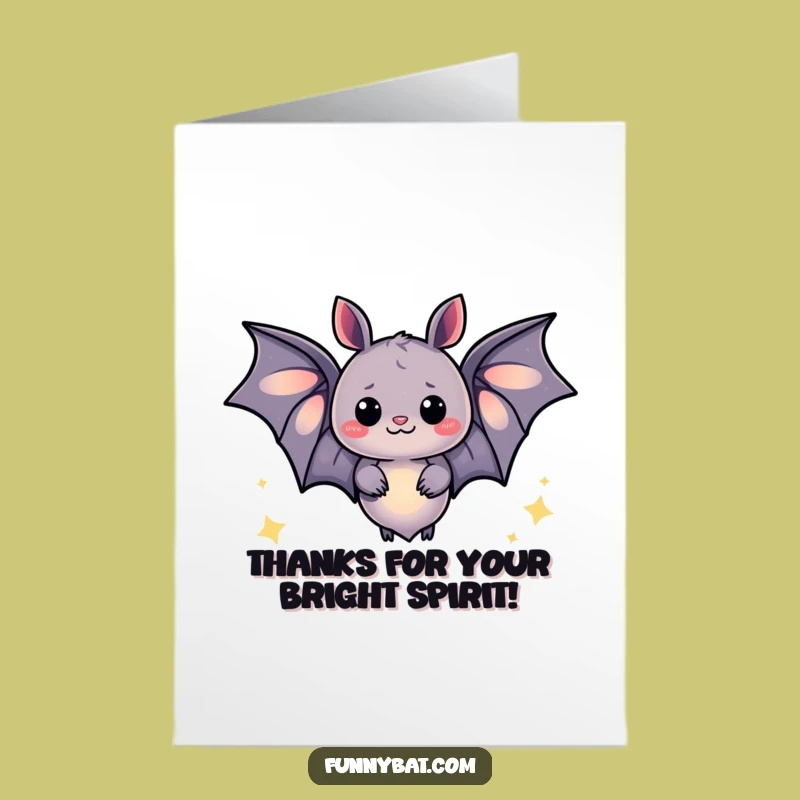 Free Printable Funny Thank You Card: Glowing Bat Sparkles Gratitude Downloadable Gift