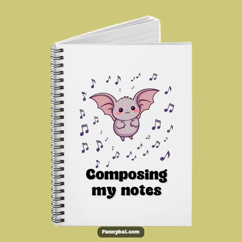 Funny Bat Musical Notes Notebook - Journal Your Harmony