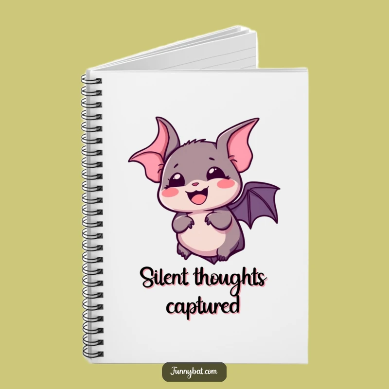 Funny Kawaii Bat Notebook - Silent Laugh, Expressive Eyes Journal
