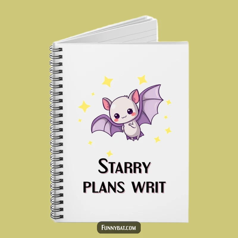 Funny Kawaii Bat Notebook - Starry Loop, Celestial Journal Gift