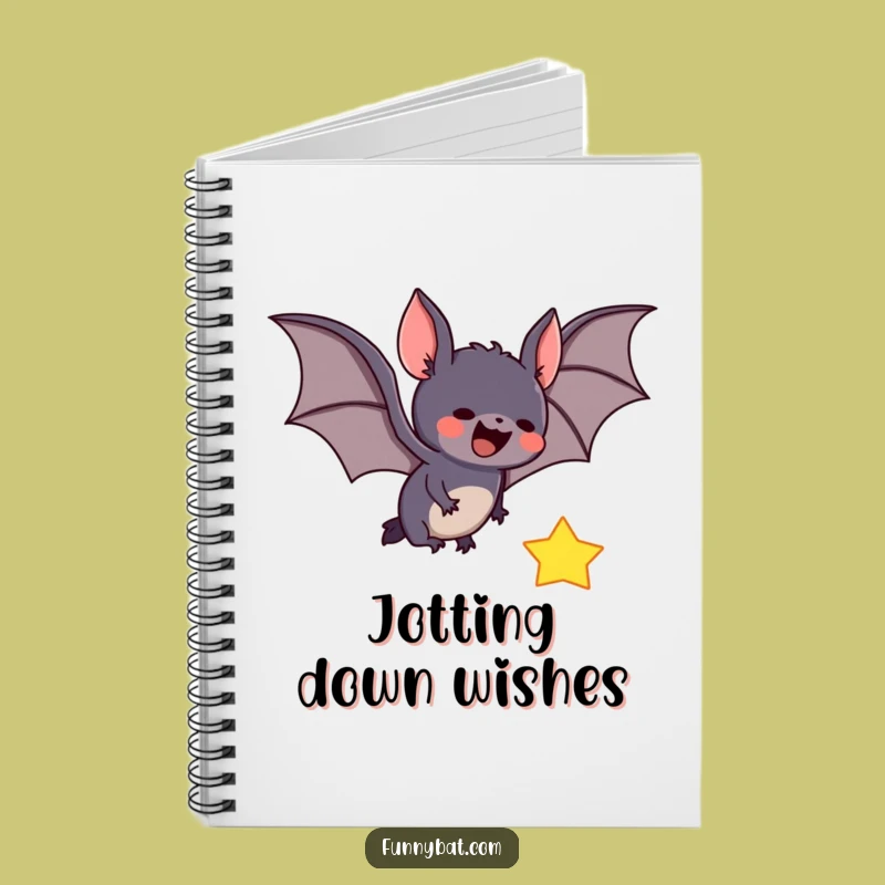 Funny Bat Falling Star Notebook - Cute Journal for Dreamers