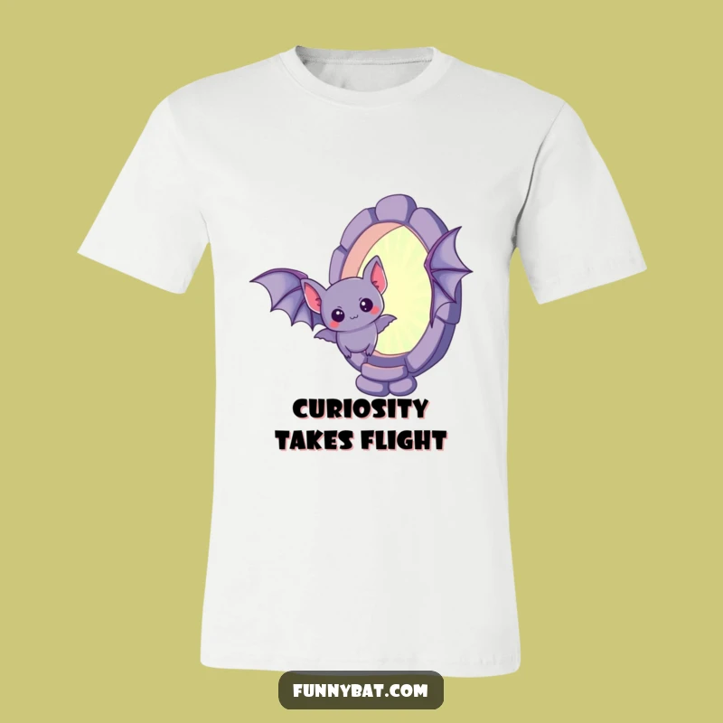 Funny Kawaii Bat Portal T-Shirt - Curious Creature Tee Gift