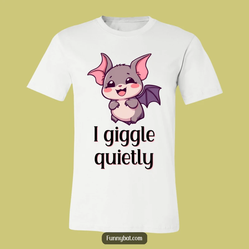 Funny Kawaii Bat T-Shirt - Silent Bubbly Laugh, Expressive Eyes Tee