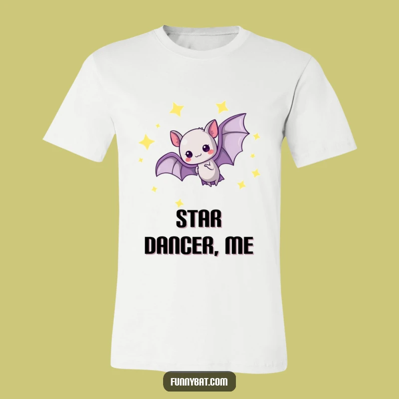 Funny Kawaii Bat T-Shirt - Loop-the-Loop, Glowing Stars Sky Tee