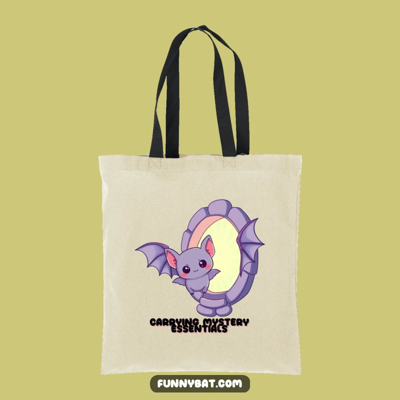 Funny Kawaii Bat Portal Tote Bag - Curious Creature Carryall Gift
