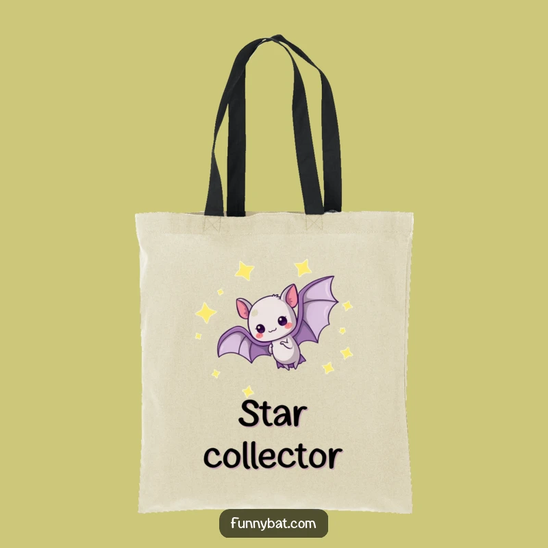 Funny Kawaii Bat Tote Bag - Starry Loop, Magical Flight Gift